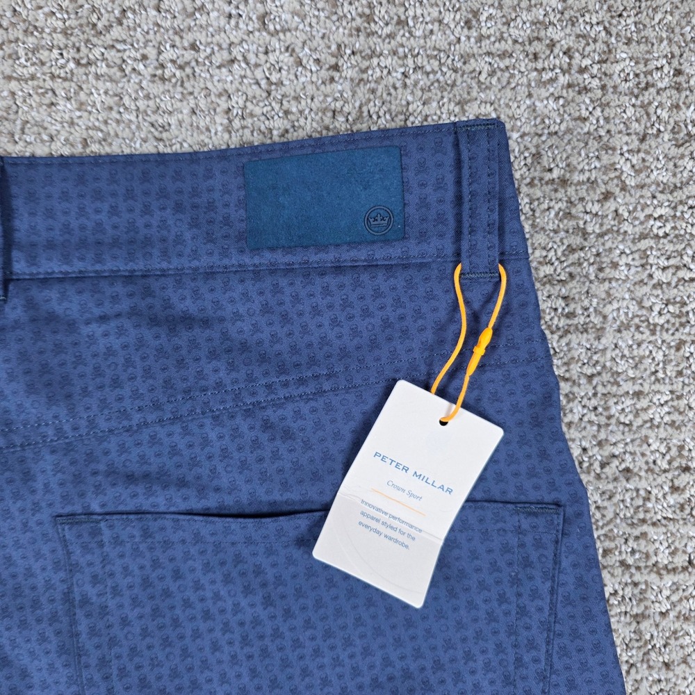 Peter Millar Crown Sport Mens 38L‎ 38x38 Navy Skull Print Performance Golf Pants
